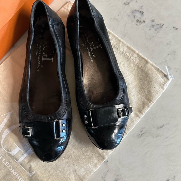 AGL | Black leather Italy ballet flats women’s 38 shoes - Picture 6 of 6